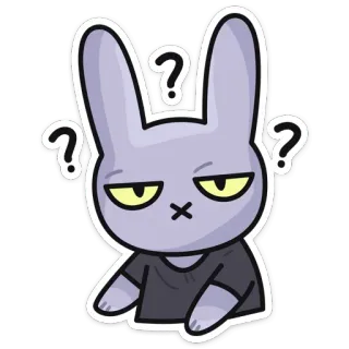 ⁉ coelho, coelhinho, pontos de interrogação, confuso, adesivo, desenho animado, animal, ilustração telegram sticker