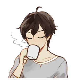☕ anime, cartoon, drinking, coffee, mug, relaxed, leisure telegram sticker