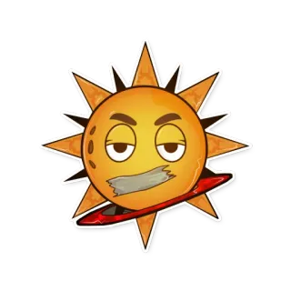 😷 태양, 테이프, 이모지, 행성, 노란색, 침묵 telegram sticker