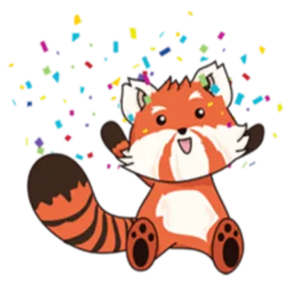 🎉 レッサーパンダ, 可愛い, 紙吹雪, 動物, ステッカー telegram sticker