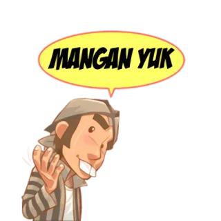 🍴 MANGAN YUK makanan, kartun, bahasa indonesia, teks, gelembung ucapan telegram sticker