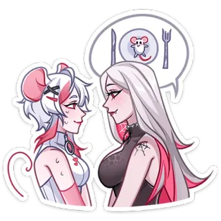 🍽 Аниме, Мышь, Девушка, Женщина, Мультфильм, Ужин, Милый whatsapp sticker