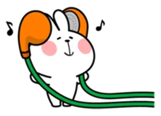 🎶 conejo, auriculares, lindo, dibujos animados, animal, música, kawaii telegram sticker