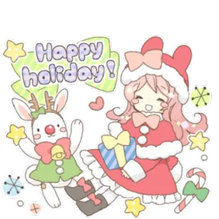 🎄 Happy holiday! праздник, рождество, зима, милый, мультфильм, праздничный, подарок, санта клаус telegram sticker