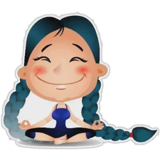 👌 요가, 명상, 만화, 땋은 머리, 소녀, 운동 whatsapp sticker