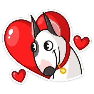 ❤️ chien, bull terrier, coeur, amour, dessin animé, autocollant whatsapp sticker
