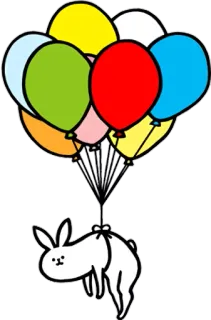 🎈 rabbit, bunny, balloons, flying, cute, cartoon, animal telegram sticker