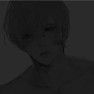 🖤 anime, manga, portrait, sketch, art, male, boy whatsapp sticker