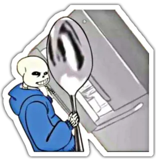 😏 Sans squelette, dessin animé, drôle, cuillère, personnage telegram sticker