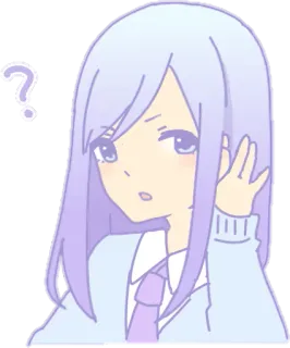 ❓ Anime, Gadis, Pertanyaan, Bingung, Ungu, Stiker whatsapp sticker
