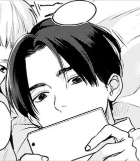 😶 anime, manga, selfie, portrait, man, phone telegram sticker