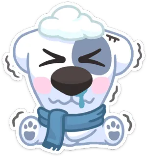 🤒 perro, enfermo, resfriado, bufanda, dibujos animados whatsapp sticker