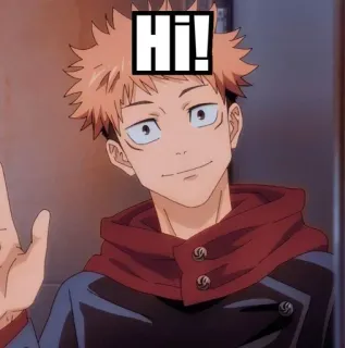 👋 Yuji Itadori Jujutsu Kaisen Hi! anime, manga, greeting, hi, yuji itadori, jujutsu kaisen telegram sticker