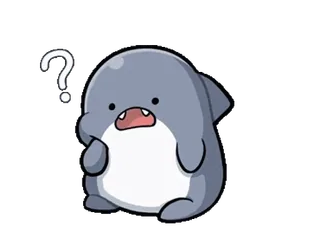 ⭐ cartoon, sticker, animal, fish, shark, question, cute whatsapp sticker