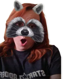 😱 rakun, filter, wanita, selfie, potret telegram sticker