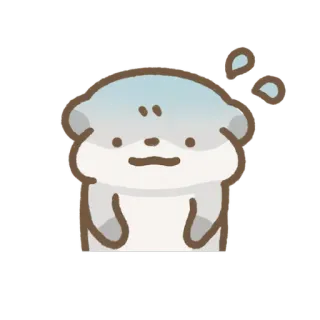 😰 mignon, animal, loutre, kawaii, inquiet, transpirant, personnage, autocollant whatsapp sticker
