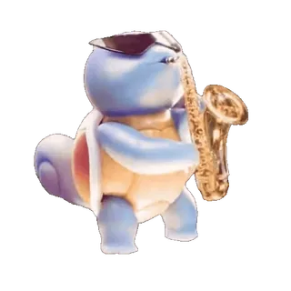 🎷 Squirtle carapuce, pokemon, saxophone, musique, dessin animé telegram sticker
