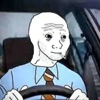 🚗 palenie, kierowca, mem, biuro, samochód, papieros, wojak telegram sticker