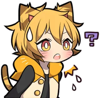 ❓ 애니메이션, 고양이, 물음표, 만화, 스티커 telegram sticker