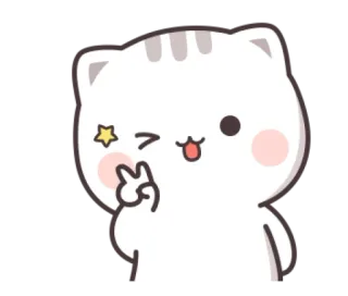 😸 gato, lindo, animal, signo de la paz, dibujo animado, pegatina telegram sticker