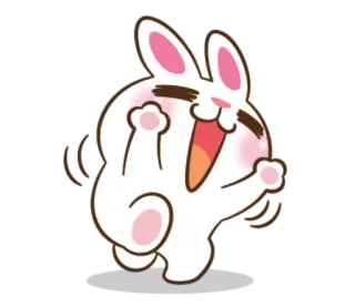 🤣 кролик, зайчик, мультфильм, милый, счастливый, наклейка whatsapp sticker