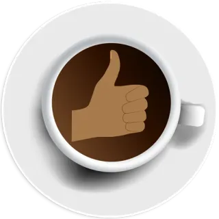 👍 coffee, thumbs up, like, agreement, positive, beverage, drink telegram sticker