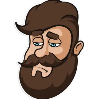 😒 Mann, Bart, Porträt, Gesicht, Cartoon, Figur whatsapp sticker