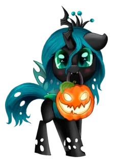 🎃 Queen Chrysalis My Little Pony Queen Chrysalis, MLP, My Little Pony, Halloween, abóbora, desenho animado, fofo, pônei telegram sticker