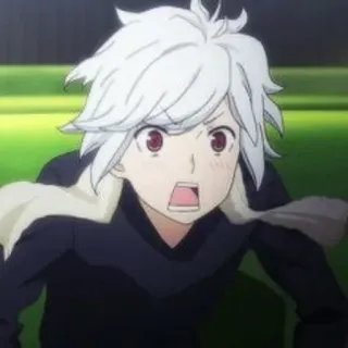 🗻 Bell Cranel Is It Wrong to Try to Pick Up Girls in a Dungeon? Anime, Bell Cranel, capelli bianchi, occhi rossi, arrabbiato, determinato telegram sticker
