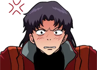 😡 Misato Katsuragi Neon Genesis Evangelion anime, cartoon, character, evangelion, angry telegram sticker