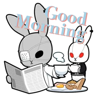 ☀️ Good Morning rabbit, morning, coffee, newspaper telegram sticker