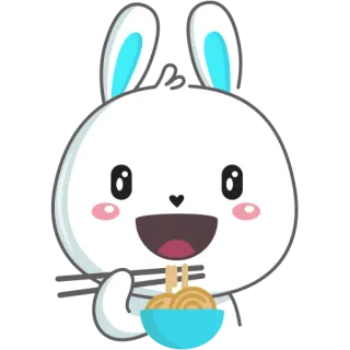 🍽 Hase, Häschen, Nudel, Essen, süß, Tier, Cartoon telegram sticker