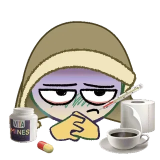 🤒 болен, болезнь, простуда, грипп, термометр, витамины, лекарство whatsapp sticker