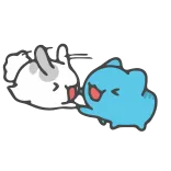 😸 милый, животные, кролик, синий, язык, стикер, мультфильм whatsapp sticker