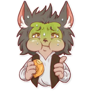 🤒 Cartoon, Tier, Essen, Krank, Erschöpft, Erschöpfung whatsapp sticker