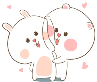 😌 dễ thương, thỏ, gấu, tình yêu, kawaii, động vật, tình bạn telegram sticker