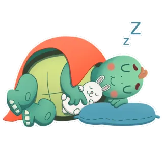 😴 Z Schildkröte, schlafend, süß, Hase, Tier, Cartoon whatsapp sticker