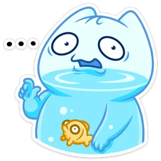 🤔 ooo cartoon, cat, fish, sticker, animal, cute, water whatsapp sticker