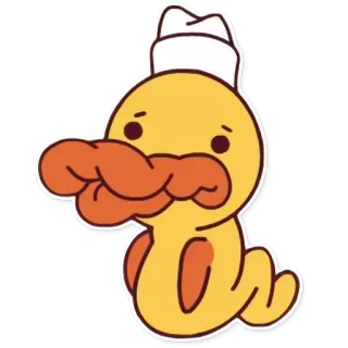 🤒 утка, милый, мультфильм, животное, желтый, червь, повар telegram sticker