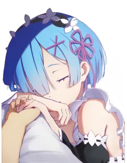 💙 Rem anime, sleepy, cute, girl, re:zero whatsapp sticker