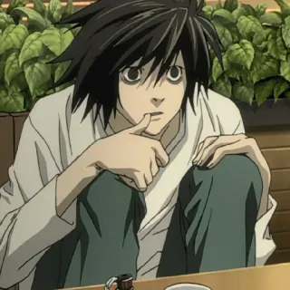 🍎 L Death Note L Lawliet, Death Note, Anime, Detetive, Mangá telegram sticker
