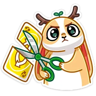 😤 Hase, Schere, UNO Karte, Spiel, Schneiden, Wut telegram sticker