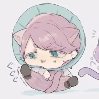 ⛓ ブーブー catboy, cute, chibi, animal ears, anime style telegram sticker