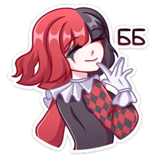 👋 ББ Anime, Kartun, Karakter, Merah, Hitam, Ilustrasi telegram sticker