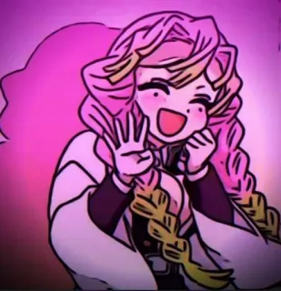 ☺️ Mitsuri Kanroji Demon Slayer 애니메이션, 귀멸의 칼날, 칸로지 미츠리, 사랑의 기둥 whatsapp sticker
