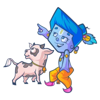 🤩 Krishna 卡通, 印度教, 神, 印度, 宗教, 神祇 telegram sticker