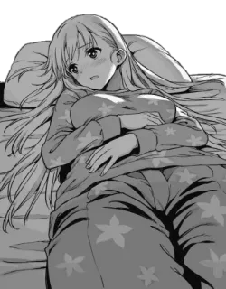 😳 Anime, Manga, Mujer, Cama, Pijama, Ropa de dormir, Descansando telegram sticker