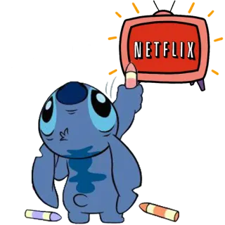 🐨 Stitch NETFLIX Stitch, Netflix, cartoon, movie, tv, entertainment, crayon, blue telegram sticker