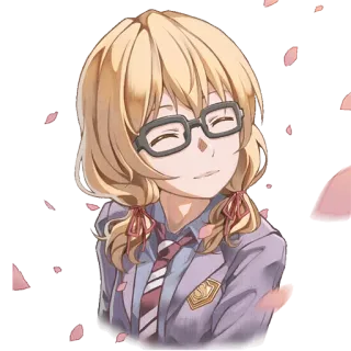 😊 Anime, Ragazza, Occhiali, Uniforme scolastica, Kawaii telegram sticker