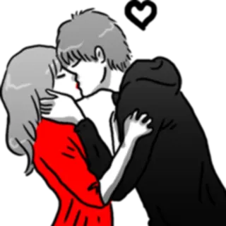 ❤️ bacio, amore, romantico, coppia, affetto, cartoni animati, biglietto d'auguri telegram sticker